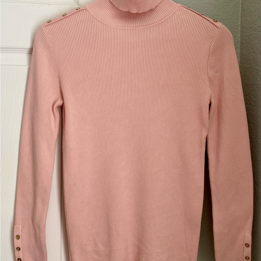 Calvin Klein ribbed knit turtle neck sweater, lovely rose pink, S.
